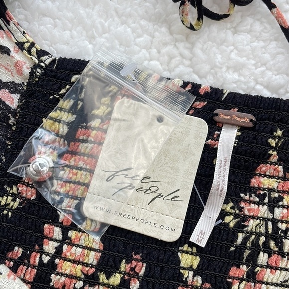 NWT - Free People Boho Cottagecore Floral Coastal Grandma Y2K Smocked Top, Sz M - Picture 8 of 10